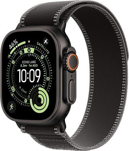 Apple Watch Ultra 3 (2025) 49mm Black Titanium Case with Black/Charcoal Trail Loop (S/M)