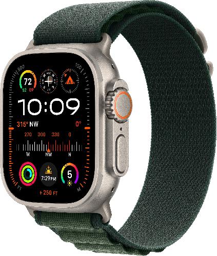 Apple Watch Ultra 2 (2024) 49mm Natural Titanium Case with Dark Green Alpine Loop Small