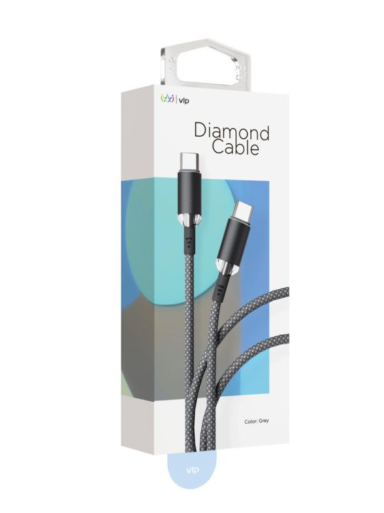 Кабель VLP Diamond USB Type-C - USB Type-C, 1.2м, серый