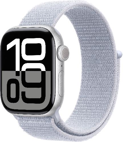 Apple Watch Series 10 42mm Silver Aluminum Case with Sport Loop, Blue Cloud
