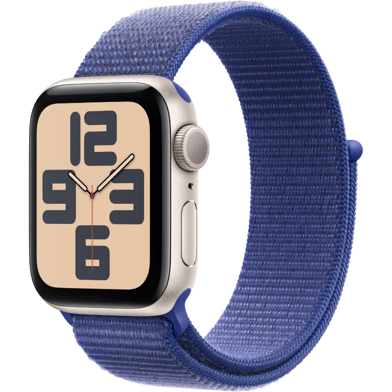 Apple Watch Series SE 2024 44mm Starlight Aluminum Case with Ultramarine Sport Loop