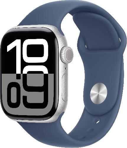Apple Watch Series 10 42mm Silver Aluminum Case with Sport Band, Denim