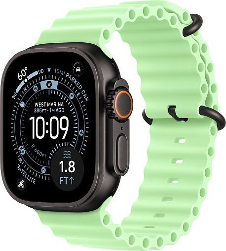 Apple Watch Ultra 3 (2025) 49mm Black Titanium Case with Neon Green Ocean Band