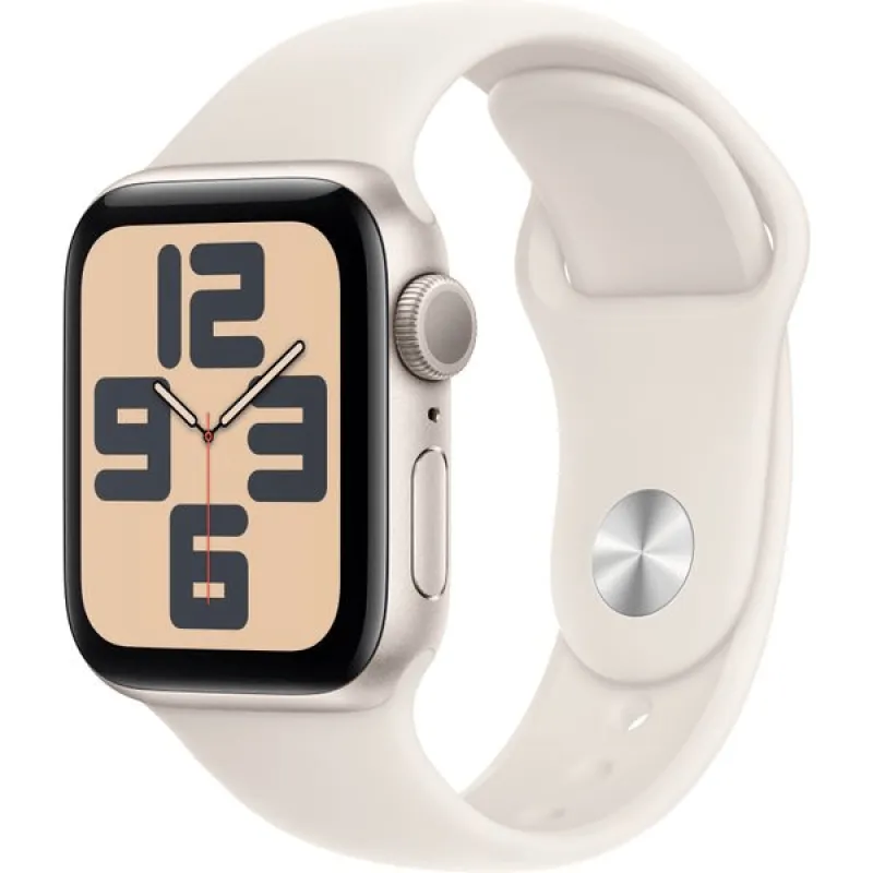 Apple Watch Series SE 2024 44mm Starlight Aluminum Case with Starlight Sand Sport Band S/M