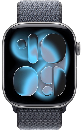 Apple Watch Series 11 46mm Space Gray Aluminum Case with Sport Loop Anchor Blue