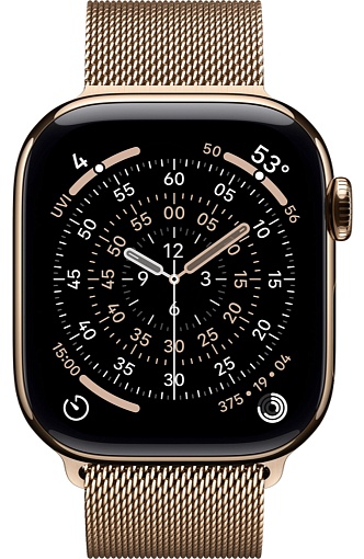 Apple Watch Series 11 42mm Gold Titanium Case with Milanese Loop Gold