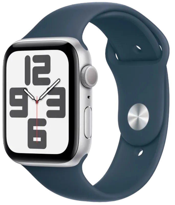 Apple Watch Series SE 2023 44mm Silver Aluminum Case with Storm Blue Sport Band