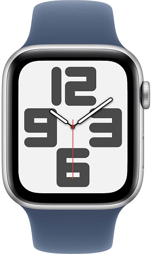 Apple Watch Series SE 2024 40mm Silver Aluminum Case with Denim Sport Band S/M