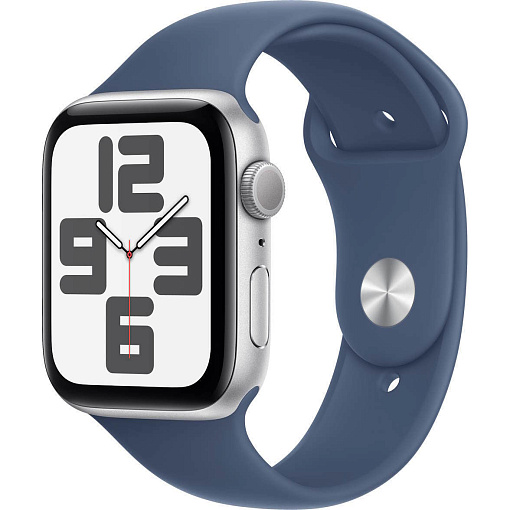Apple Watch Series SE 2024 40mm Silver Aluminum Case with Denim Sport Band S/M
