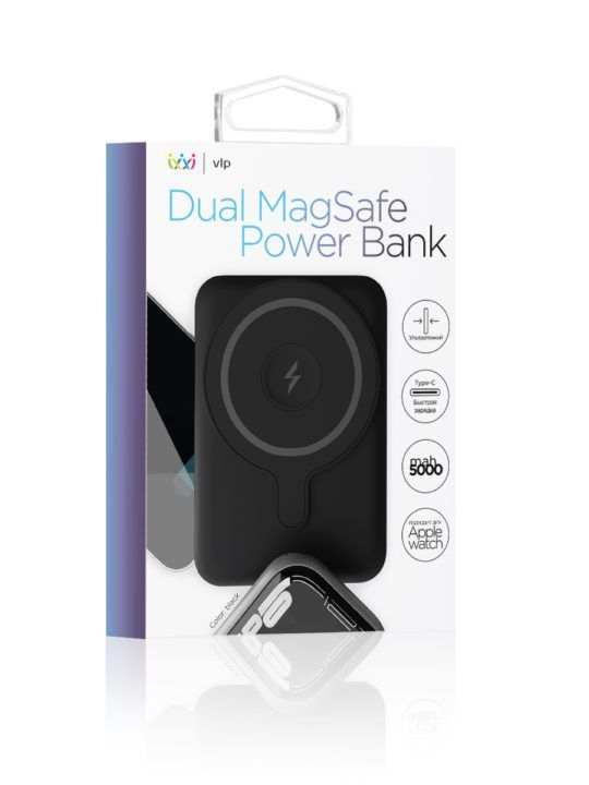 Внешний аккумулятор VLP Dual Magsafe 5000 mAh, черный
