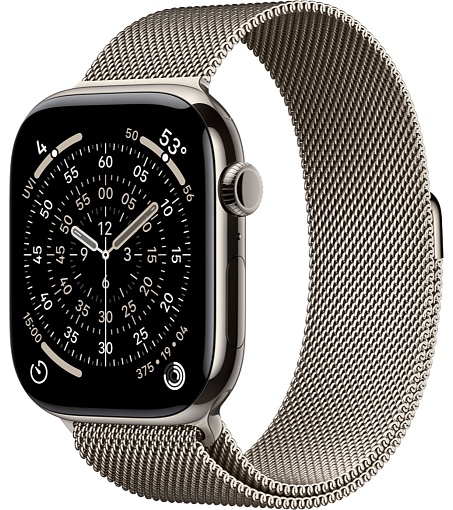 Apple Watch Series 11 46mm Natural Titanium Case with Milanese Loop Natural