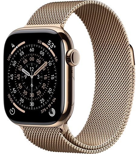 Apple Watch Series 11 42mm Gold Titanium Case with Milanese Loop Gold