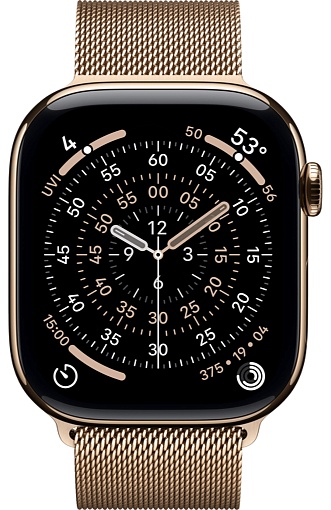 Apple Watch Series 11 46mm Gold Titanium Case with Milanese Loop Gold