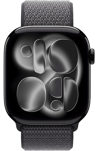 Apple Watch Series 11 46mm Jet Black Aluminum Case with Sport Loop Dark Gray