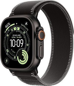 Apple Watch Ultra 3 (2025) 49mm Black Titanium Case with Black/Charcoal Trail Loop (S/M)