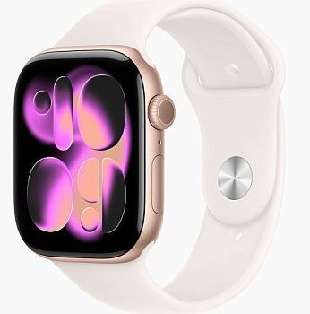 Умные часы Apple Watch Series 11 46mm Rose Gold Aluminum Case with Sport Band Light Blush(нежно-розовый)