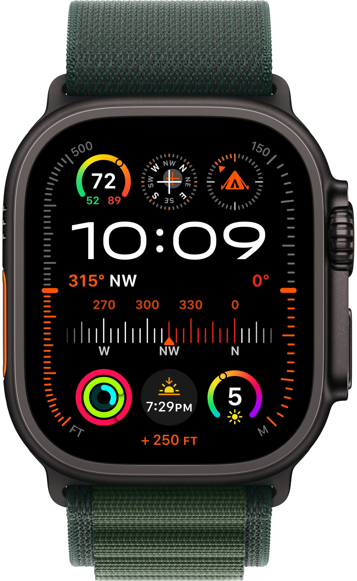 Apple Watch Ultra 2 (2024) 49mm Black Titanium Case with Dark Green Alpine Loop Large