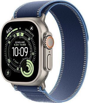 Apple Watch Ultra 3 (2025) 49mm Natural Titanium Case with Blue/Bright Blue Trail Loop (M/L)