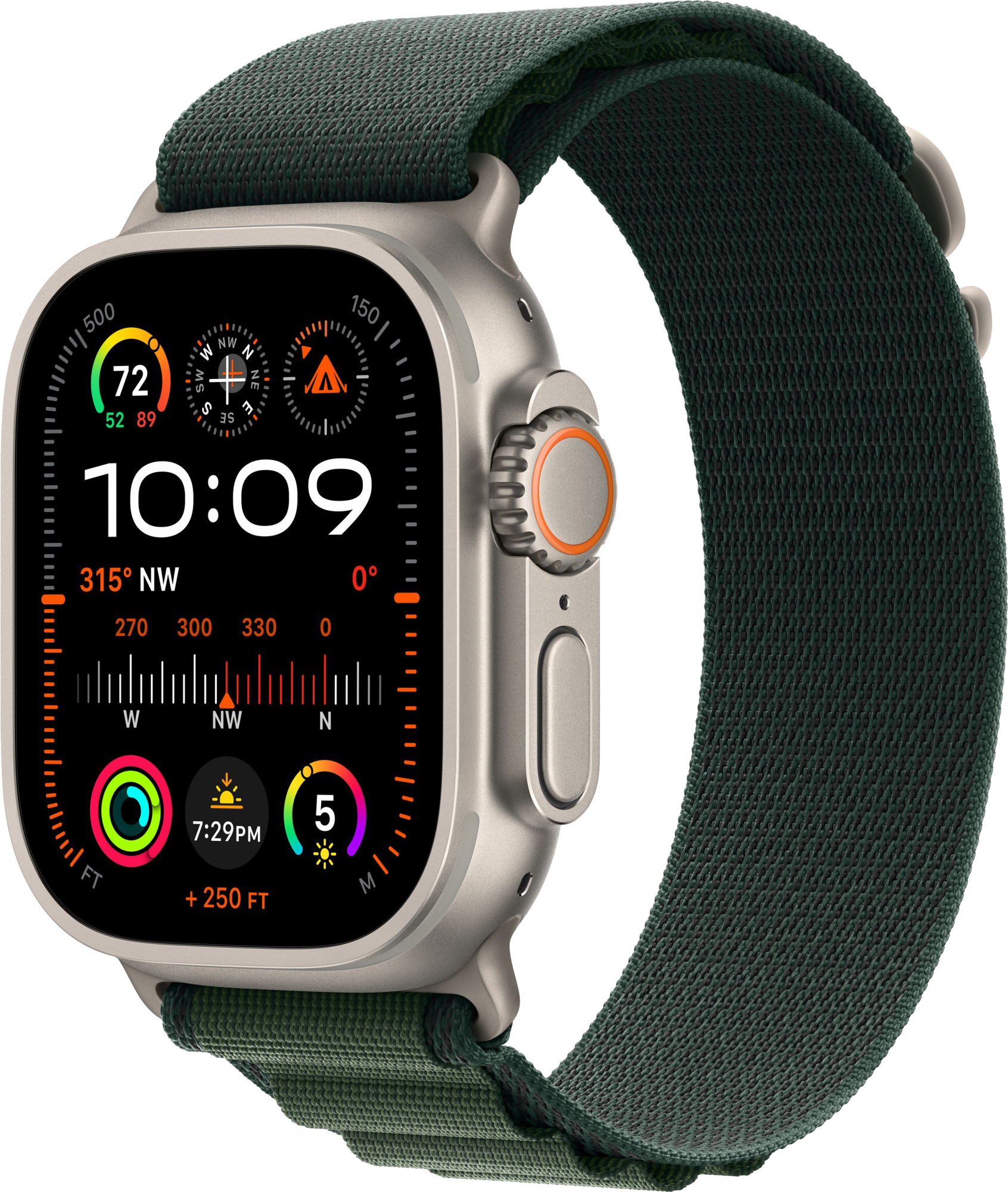 Apple Watch Ultra 2 (2024) 49mm Natural Titanium Case with Dark Green Alpine Loop Small