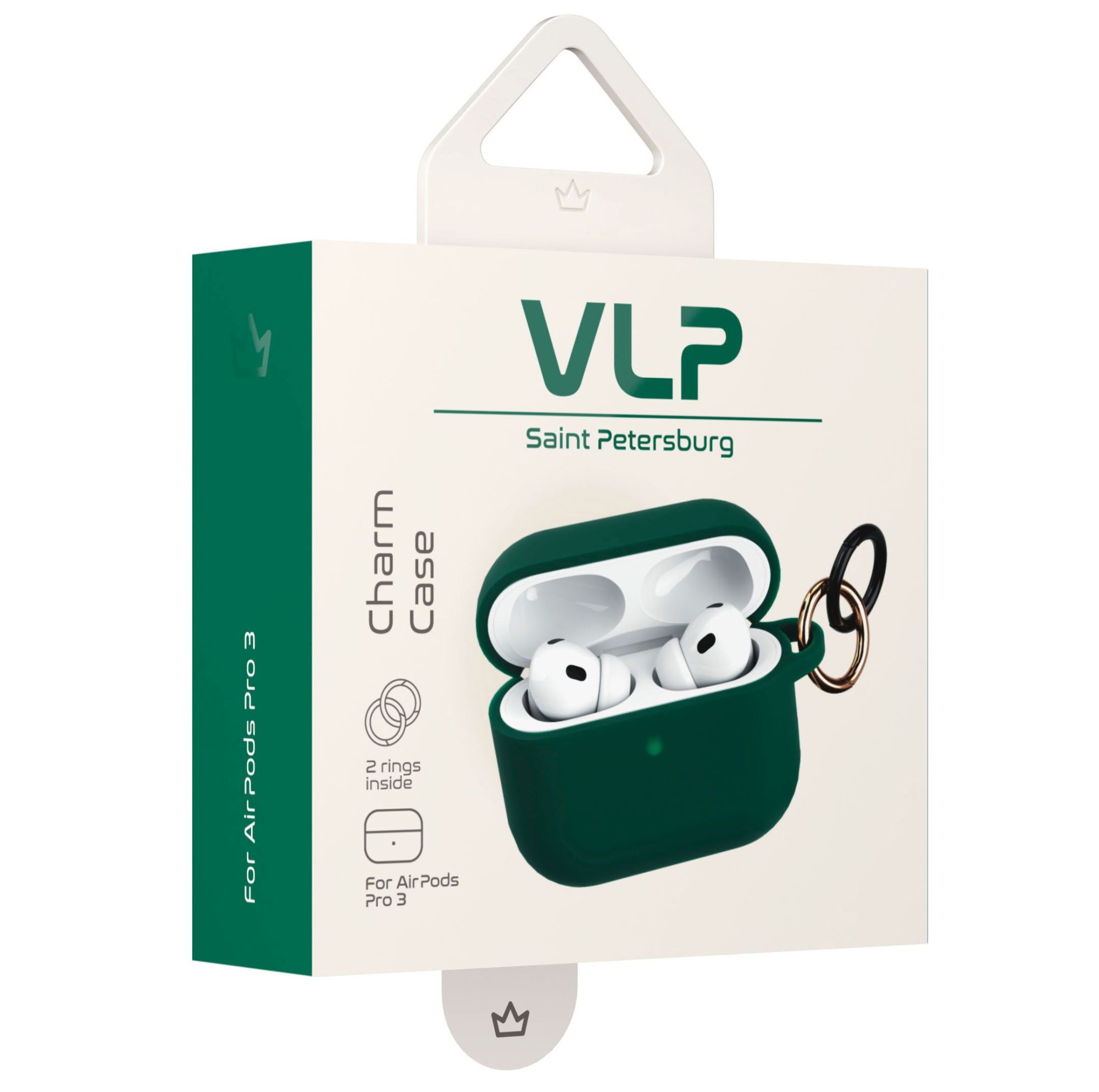 Чехол с карабином VLP Charm Case для AirPods Pro 3, темно-зеленый (1051125)