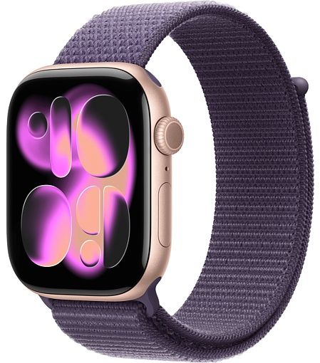 Умные часы Apple Watch Series 11 46 мм Rose Gold Aluminum Case with Sport Loop Purple Fog(серо-фиолетовый)