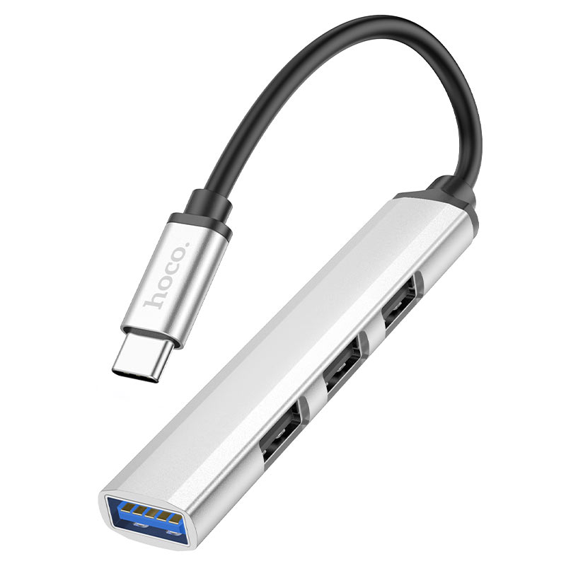 Хаб Hoco Mini Adapter (4 in 1, USB-C to USB 3.0 + USB 2.0, Silver, HB26)