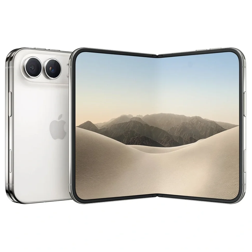 Apple iPhone Duo Star White — раскрытый смартфон, вид спереди и сзади