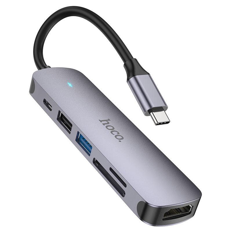 Хаб Hoco HB28 USB-C — серый