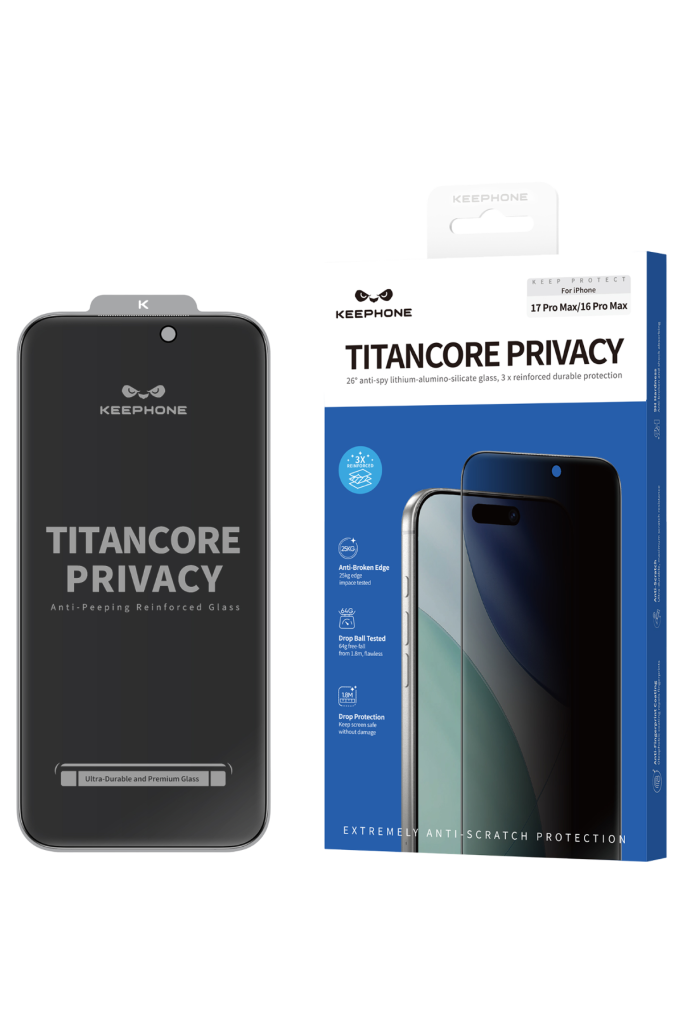 Стекло KEEPHONE TITANCORE PRIVACY для iPhone 16 Pro Max / 17 Pro Max KP-SPG055 — антишпион